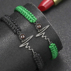 925 Silber Personalisierte Sonne Kreis Armband mit Bild im Stein - Verstellbares handgefertigtes Flecht Segeltau Armband