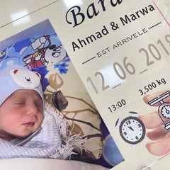 Personalisierter LED-Bilderrahmen mit Foto und Gravur – Individuelles Neugeborenen-Geschenk mit Name, Geburtszeit, Gewicht und Größe