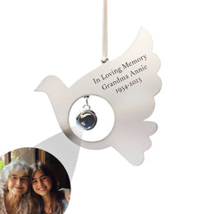 Personalisierter Foto-Projektionsanhänger mit Gravur – Weihnachtsdeko & Geschenk mit Herz, Kreuz, Engel, Stern oder Schneeflocke