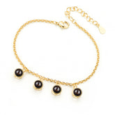 Personalisiertes Fotoprojektions Armband mit 1–7 Bildern – Runder Anhänger mit Bild im Stein, Gravur & 18K Vergoldung