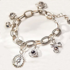 Personalisierbares DIY Armband mit Foto Projektion – Bild im Stein, Grobe Gliederkette mit 1–6 Fotos, Geschenk für Damen & Herren