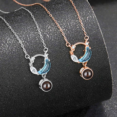 925 Silber Mond & Stern Damen Projektionskette – Kette mit Bild im Stein, Personalisierte Fotogeschenke für Sie