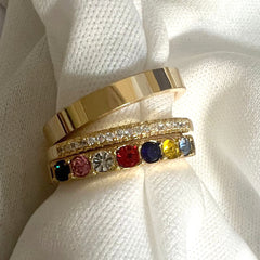 Personalisierter Geburtsstein Stacking-Ringe mit Gravur - Modisches, Perfektes Geschenk für Sie Ihn