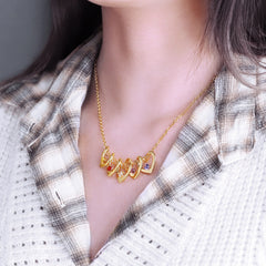 Personalisierte Namenskette mit Geburtsstein – Herz-an-Herz Anhänger, Kreative Geburtstagsgeschenke für sie