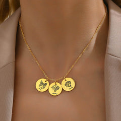 Personalisierte 925 Silber Münzhalskette mit Bild - Skizze Gravur Foto Haustier Kinderzeichnung Fingerabdruck & Name