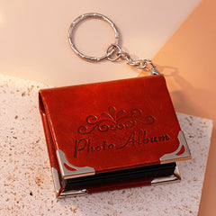 Personalisierter Foto Leder Schlüsselanhänger mit 10 Bilder, Mini Retro Buchalbum, Farb Fotoalbum,Kreatives Erinnerungs Geschenk