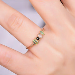 Personalisierter unregelmäßiger Geburtssteinring mit Innengravur, modisches Ringgeschenk für Sie