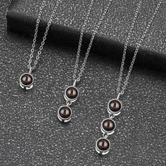 Runde Tropfen Mehrteiliger Projektionskette mit Bild im Stein,1-3 Fotos Gravur,Personalisierte Fotogeschenke für Sie