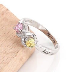 Personalisierter Geburtsstein Unendlichkeitszeichen Ring mit Namensgravur & Innengravur – Perfektes Geschenk für Mama oder die Liebste