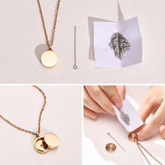 Personalisierte Asche Kette Mit Bild Gravur - Schlichter Runder Anhänger Erinnerungsstück Geschenk für Sie und Ihn