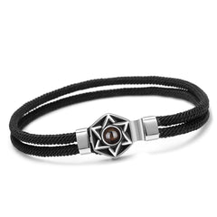 Personalisierte Projektions Armbänder mit Bild im Stein für Paare-Sechszackiger Sternanhänger