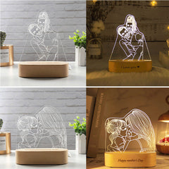 3D Fotolampe mit Gravur – LED Nachtlicht, dimmbar, Holzsockel, perfektes Geschenk für jeden Anlass