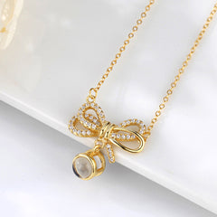 925 Silber 3D Schleifen Projektion Kette mit bild im Stein - Personalisiertes Geschenk für Sie