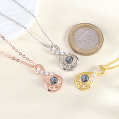 Personalisierte Silber Sternkompass Unendlichkeits Kette mit Foto Gravur im Stein - Perfekte Bild Erinnerungsgeschenk für Sie