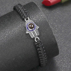 Personalisierte Hamsa Hand Schutzamulett Armband mit Bild - Fatimas Hand mit bösem Blick, Amulett Gedenkgeschenk mit Erinnerungen
