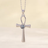 925 Silber Ankh Projektion Kette mit Bild im Stein – Personalisierbar Elegantes Erinnerungsgeschenk mit Foto & Gravur