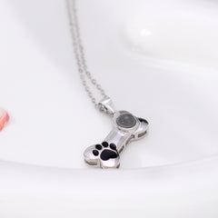 Silber Personalisierte Halskette mit Bild im Stein - Kette mit Hundepfote-tier erinnerung schmuck