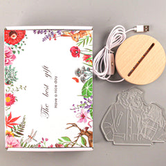 3D Fotolampe mit Gravur – LED Nachtlicht, dimmbar, Holzsockel,Perfektes Geschenk Hochzeit, Muttertag,Geburtstag und Jubiläum