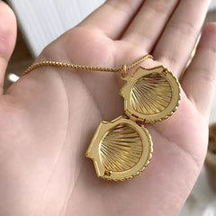 Personalisierte Foto Medaillon Kette mit Bilder – 3D Muschel Anhänger, Kreative Gedenk Geschenke für Sie