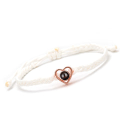 Personalisierbares Herz Foto Armband mit Bild - Handgemachtes Verstellbares Geflochtenes Seil