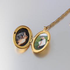 Personalisierte 925 Silber  Foto Medaillon Ovaler Kette – Mit Foto & Text, Klassischer Gedenkschmuck Geschenk für Männer & Frauen