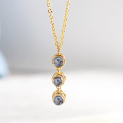 Runde Tropfen Mehrteiliger Projektionskette mit Bild im Stein,1-3 Fotos Gravur,Personalisierte Fotogeschenke für Sie