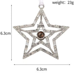 Personalisierter Foto-Projektionsanhänger mit Gravur – Weihnachtsdeko & Geschenk mit Herz, Kreuz, Engel, Stern oder Schneeflocke