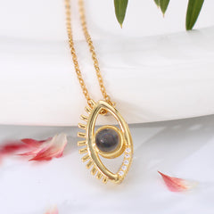 Personalisierte Projektionskette mit Foto – Vertikaler Anhänger „Auge des Teufels“ mit Bild, einzigartiges Geschenk für sie