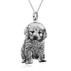 925 Sterling Silber Personalisierte Skizzen-Halskette – Gravur von Haustier, Person oder Symbol, mit Text & Geschenkbox
