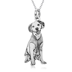 925 Sterling Silber Personalisierte Skizzen-Halskette – Gravur von Haustier, Person oder Symbol, mit Text & Geschenkbox