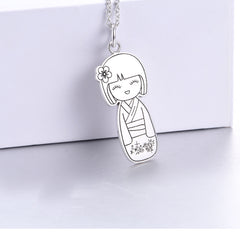 925 Sterling Silber Personalisierte Skizzen-Halskette – Gravur von Haustier, Person oder Symbol, mit Text & Geschenkbox