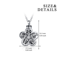 Sterlingsilber Asche Anhänger – Hohler Herzblumen Anhänger Halskette, Schmuck aus Asche für Haarbefüllung