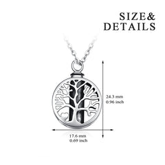 Asche Anhänger Halskette – Sterlingsilber Schmuck für Haarbefüllung mit Zylinder Herz und Lebensbaum