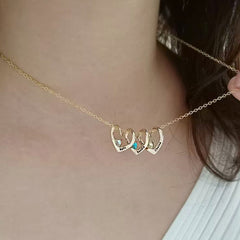 Personalisierte Namenskette mit Geburtsstein – Herz-an-Herz Anhänger, Kreative Geburtstagsgeschenke für sie