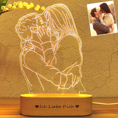 3D Fotolampe mit Gravur – LED Nachtlicht, dimmbar, Holzsockel, perfektes Geschenk für jeden Anlass