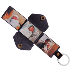 Personalisierter Foto Leder Schlüsselanhänger, Minialbum, Kleine Tasche, 3-4 Bilder & Text, Kreatives Geschenk für ihn