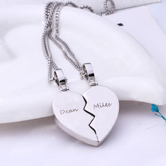 Personalisierte Magnetischer Herz Anhänger, geteilt in zwei Hälften – Foto Kette für Paare Besties