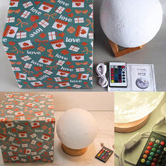 Personalisierte 3D Mondlampe mit Foto und Gravur – Wählbare Größen mit Holzständer – Perfektes Erinnerungs Foto Geschenk