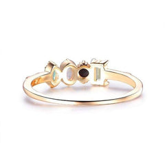 Personalisierter unregelmäßiger Geburtssteinring mit Innengravur, modisches Ringgeschenk für Sie
