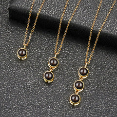 Runde Tropfen Mehrteiliger Projektionskette mit Bild im Stein,1-3 Fotos Gravur,Personalisierte Fotogeschenke für Sie