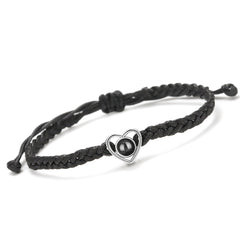 Personalisierbares Herz Foto Armband mit Bild - Handgemachtes Verstellbares Geflochtenes Seil