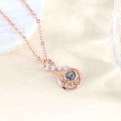 Personalisierte Silber Sternkompass Unendlichkeits Kette mit Foto Gravur im Stein - Perfekte Bild Erinnerungsgeschenk für Sie