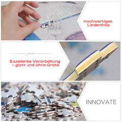 Personalisierbares DIY Holz Puzzle mit Foto – Bild im Rahmen oder Flasche – Persönliches Geschenk für Familie, Freunde & Partner