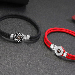 Personalisierte Projektions Armbänder mit Bild im Stein für Paare-Sechszackiger Sternanhänger