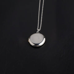 Schlichte Polierter Runde Medaillon Halskette mit Foto – individuelle 2 Bilder & Wort,Unisex-Erinnerungsgeschenk für Ihn und Sie