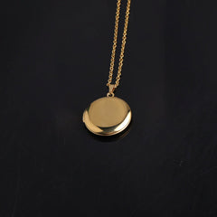 Schlichte Polierter Runde Medaillon Halskette mit Foto – individuelle 2 Bilder & Wort,Unisex-Erinnerungsgeschenk für Ihn und Sie