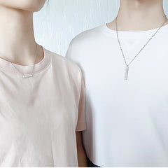 925 Silber Halskette mit Eingraviertem Text - Bar Anhänger