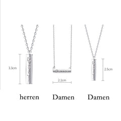 925 Silber Halskette mit Eingraviertem Text - Bar Anhänger