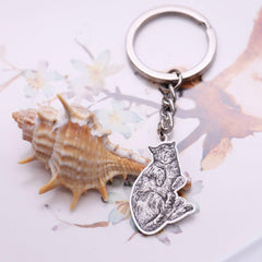 925 Sterling Silber Personalisierte Skizzen-Halskette – Gravur von Haustier, Person oder Symbol, mit Text & Geschenkbox