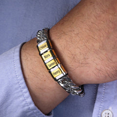 Herren Grobes Edelstahlarmband mit Gravur (1–8 Namen) – Personalisiertes Geschenk für Männer